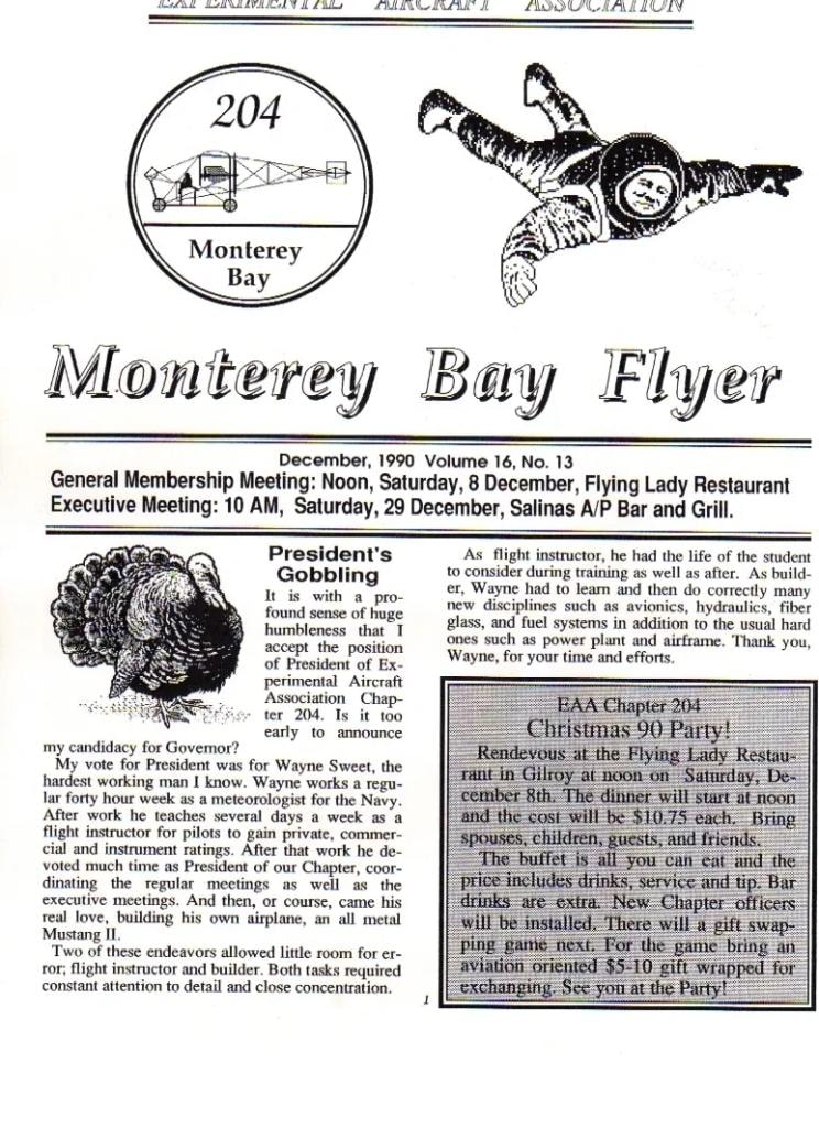 Monterey Bay Flyer — EAA Chapter 204 newsletter, December 1990