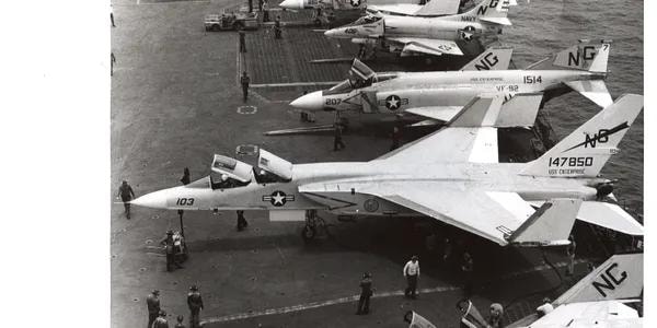 Military aircraft on USS Enterprise carrier deck
